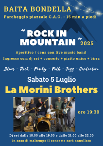 “ROCK IN MOUNTAIN 2025” Sabato 5 Luglio – La Morini Brothers