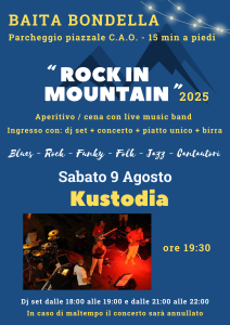 “ROCK IN MOUNTAIN 2025” Sabato 9 Agosto – Kustodia